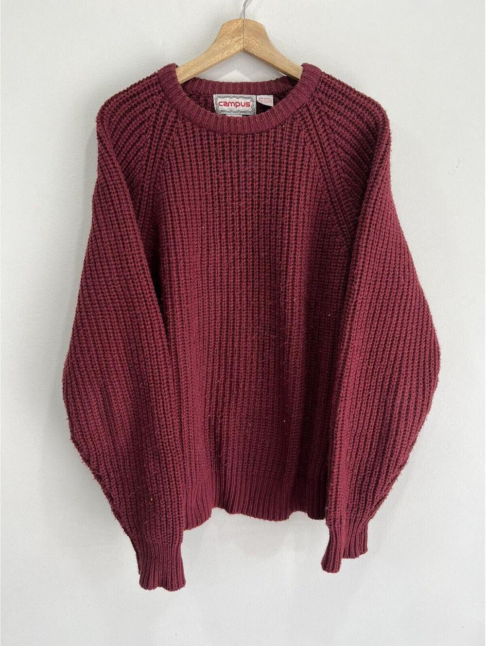 Vintage Campus Crewneck Wool sweater acrylic fisherman